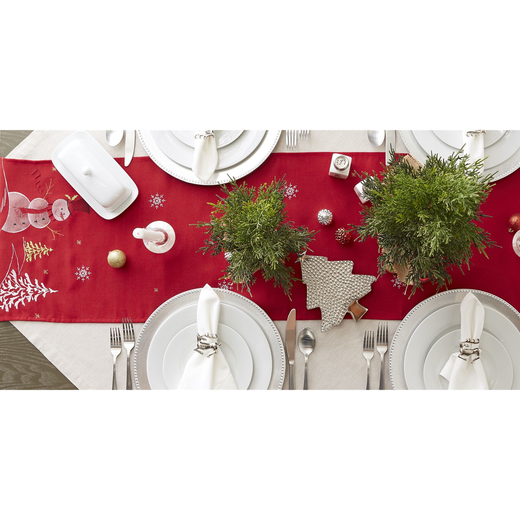 Embroidered Snowman Table Runner, , alternate image number 5