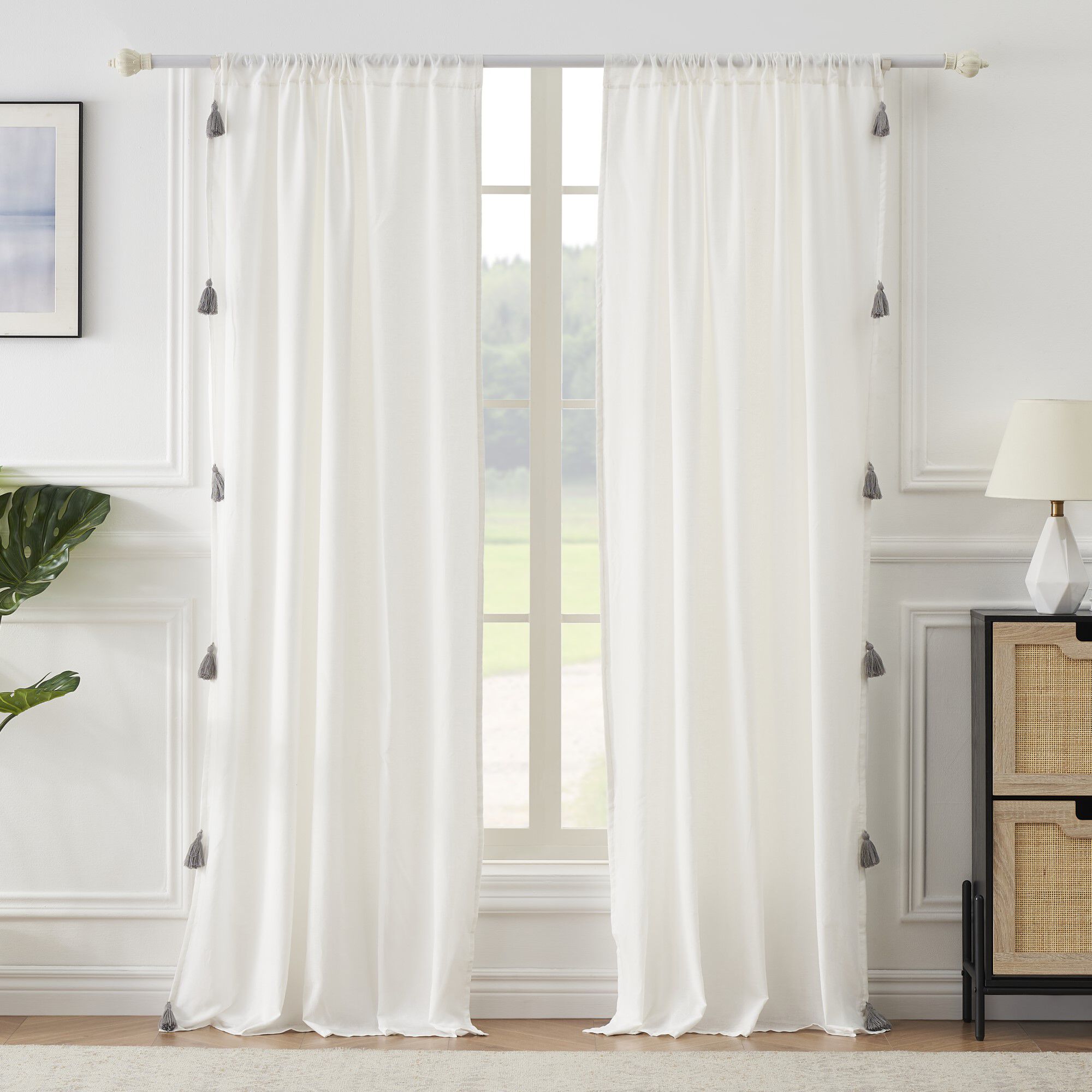 Monterrey Window Curtain Panels, Set of 2, 84 inches, ANTIQUE WHITE, hi-res image number 0