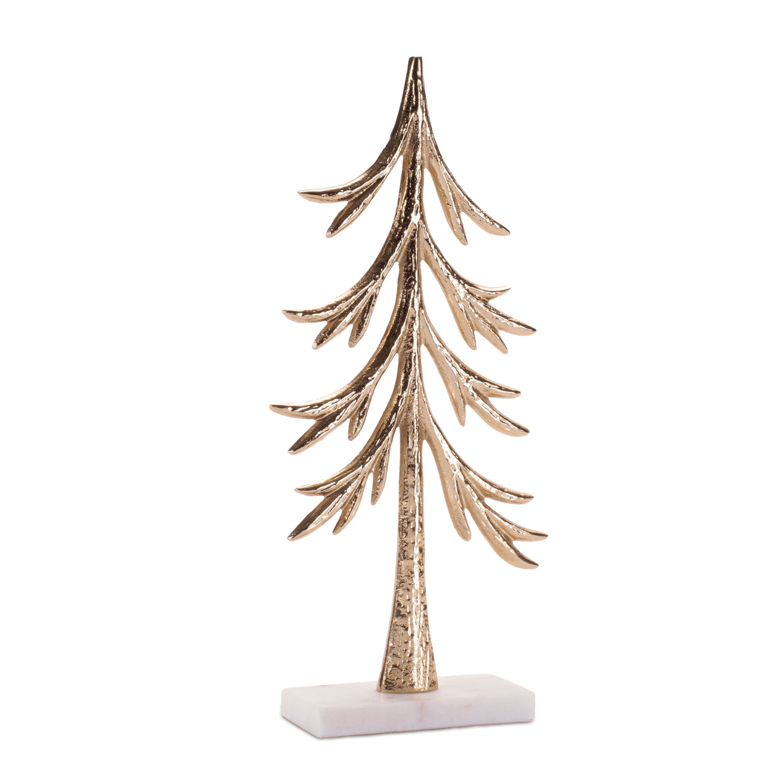 Modern Metal Trees on Marble Base (Set of 2), GOLD, hi-res image number 0