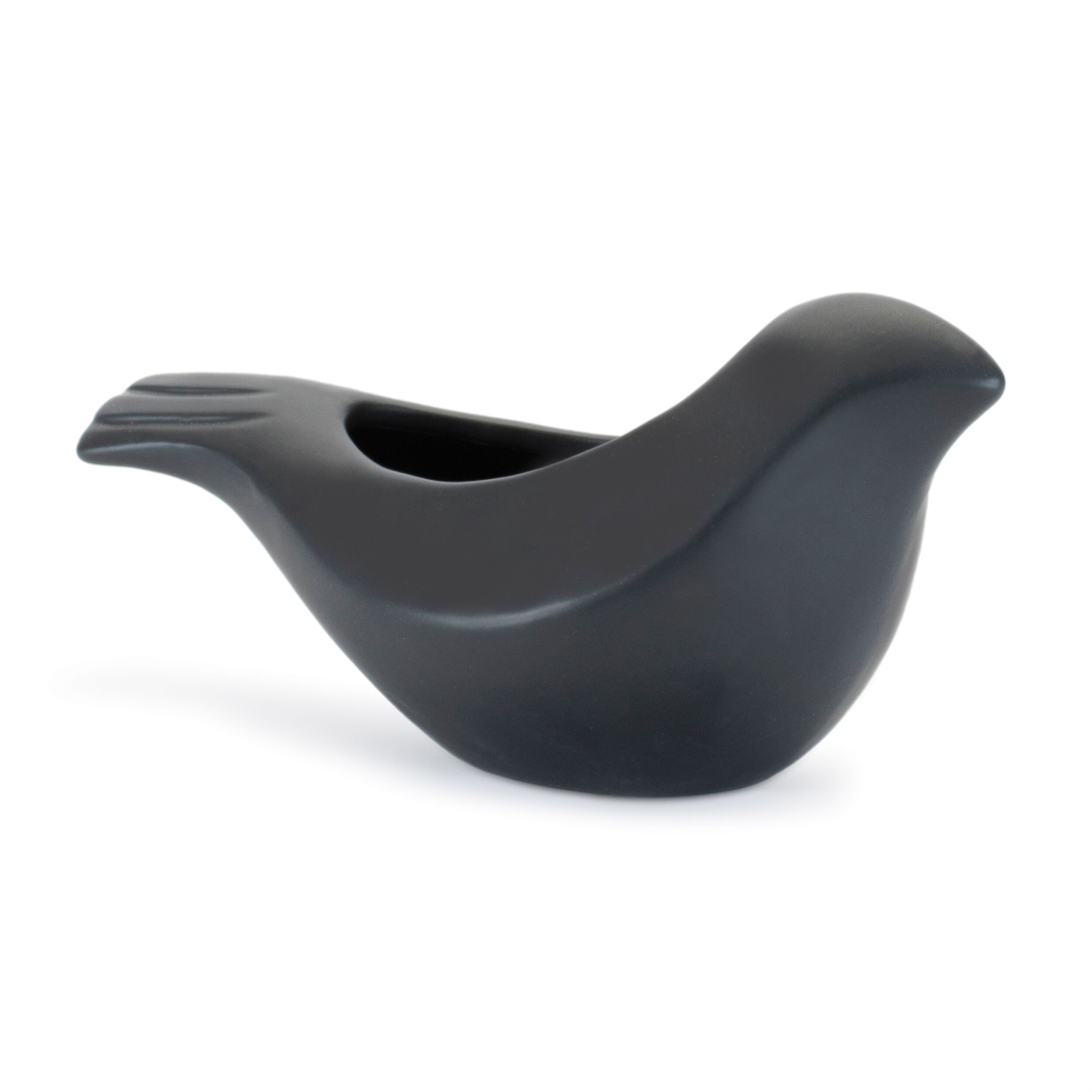 Set of 2 Black Ceramic Bird Containers, BLACK, hi-res image number 0