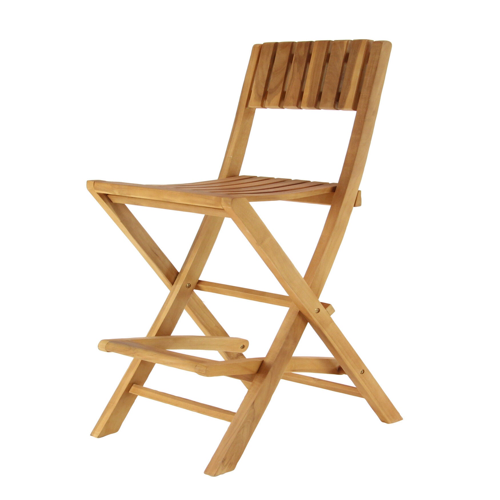 Set Of 2 Brown Teak Wood Traditional Bar Stool, , alternate image number 3