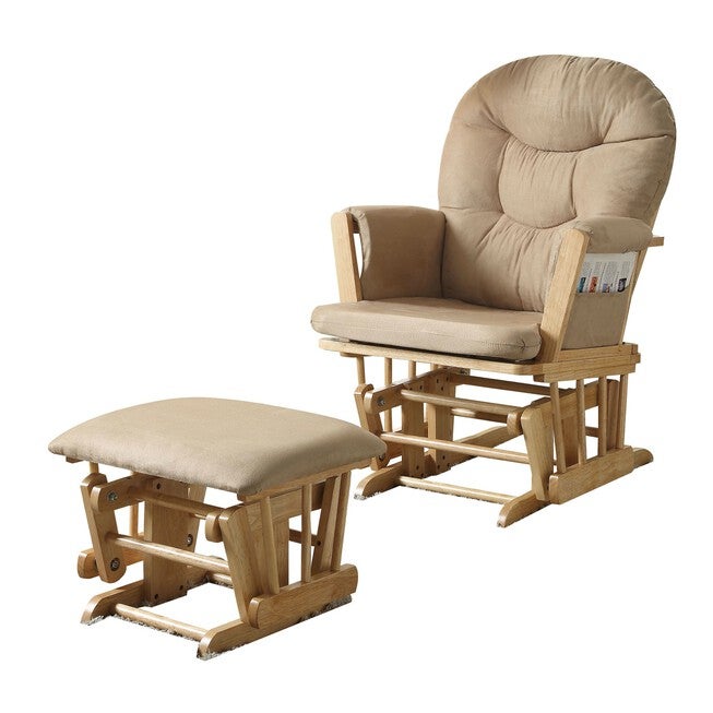 2Pc Pk Glider Chair & Ottoman, TAUPE NATURAL OAK, hi-res image number 0