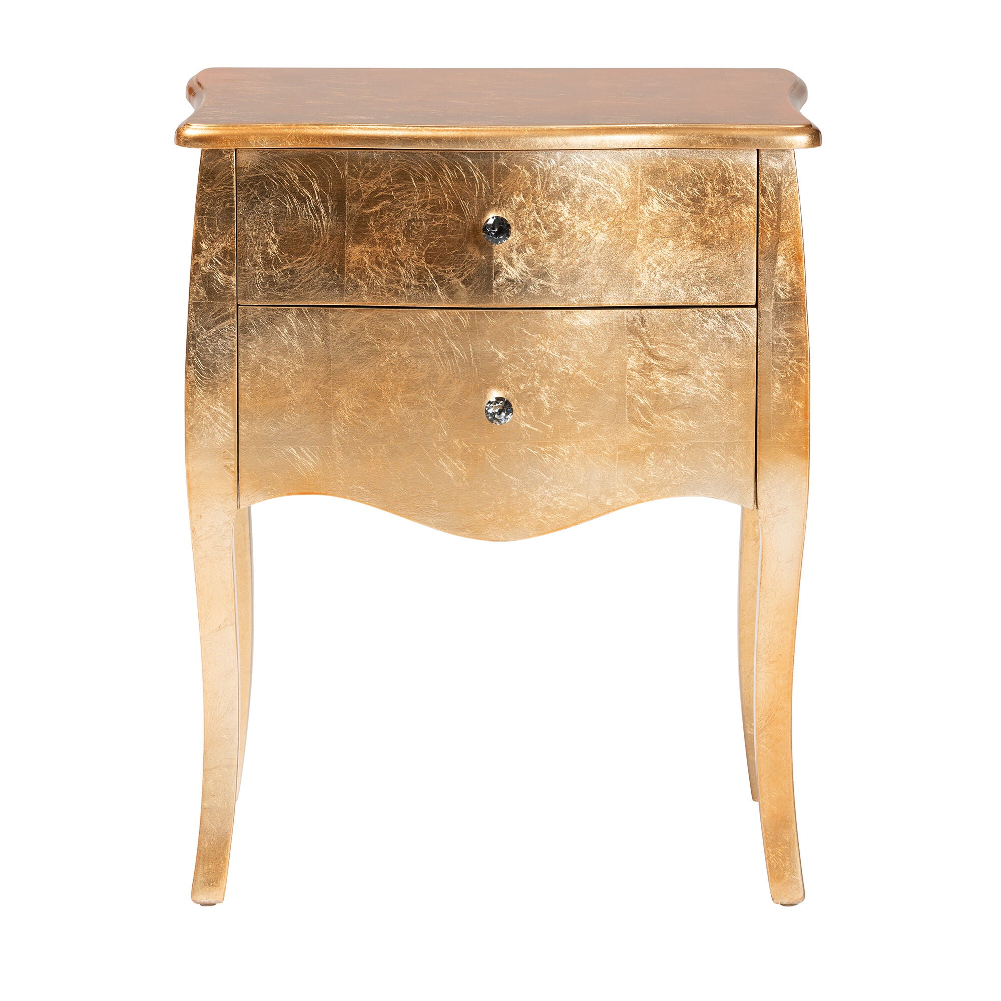 Patrice Classic and Traditional Gold Finished Wood 2-Drawer End Table, GOLD, alternate image number 3