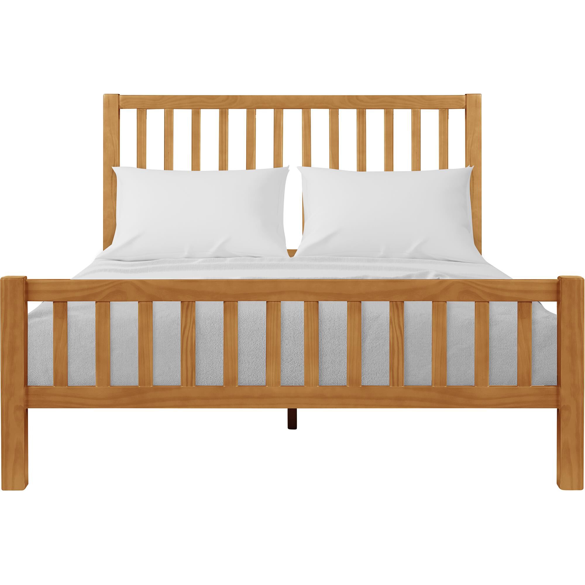 Hampton Wooden Platform Bed in Oak, Queen, OAK, hi-res image number 0