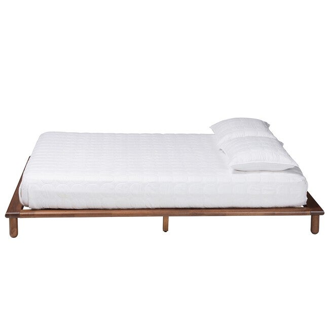 Alivia Mid-Century Modern Walnut Brown Finished Wood King Size Bed Frame, , on-hover image number 1