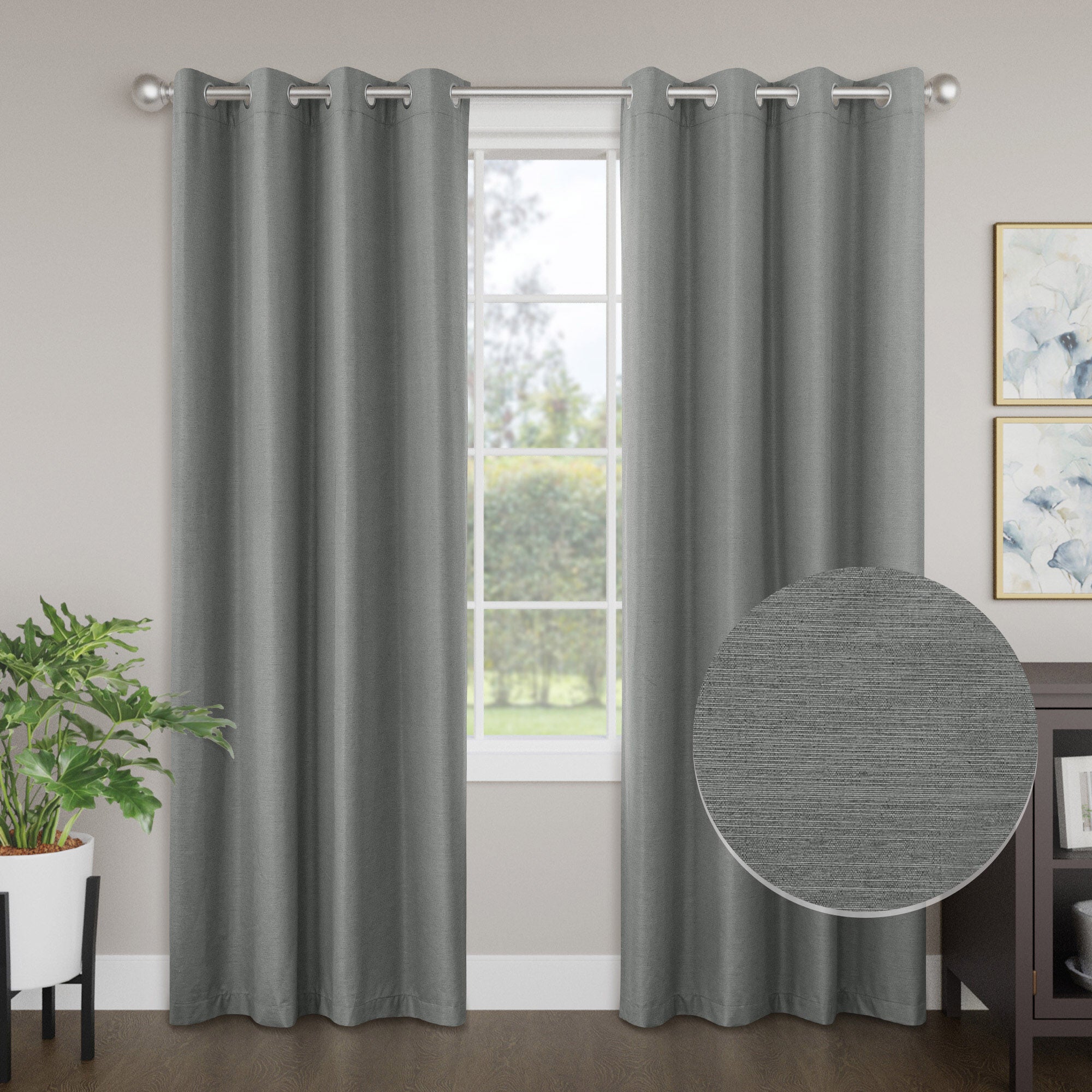 Brushed 100% Blackout Grommet Pair, DARK GREY, hi-res image number 0