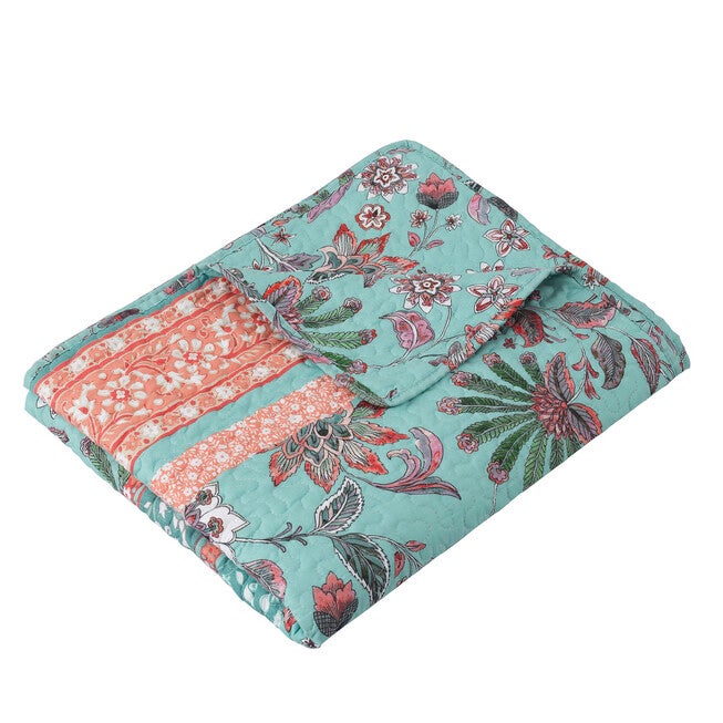 Audrey Turquoise Throw Blanket, , alternate image number null