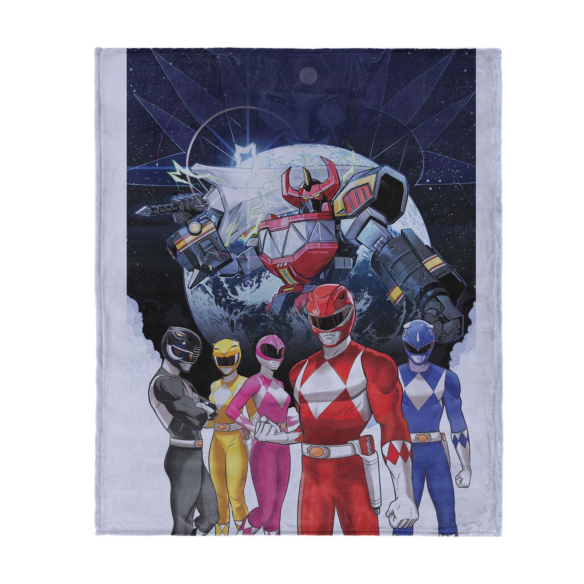 Hasbro Power Rangers Mighty Morphin Silk Touch Throw Blanket 40X50 Inches, BLACK, hi-res image number 0