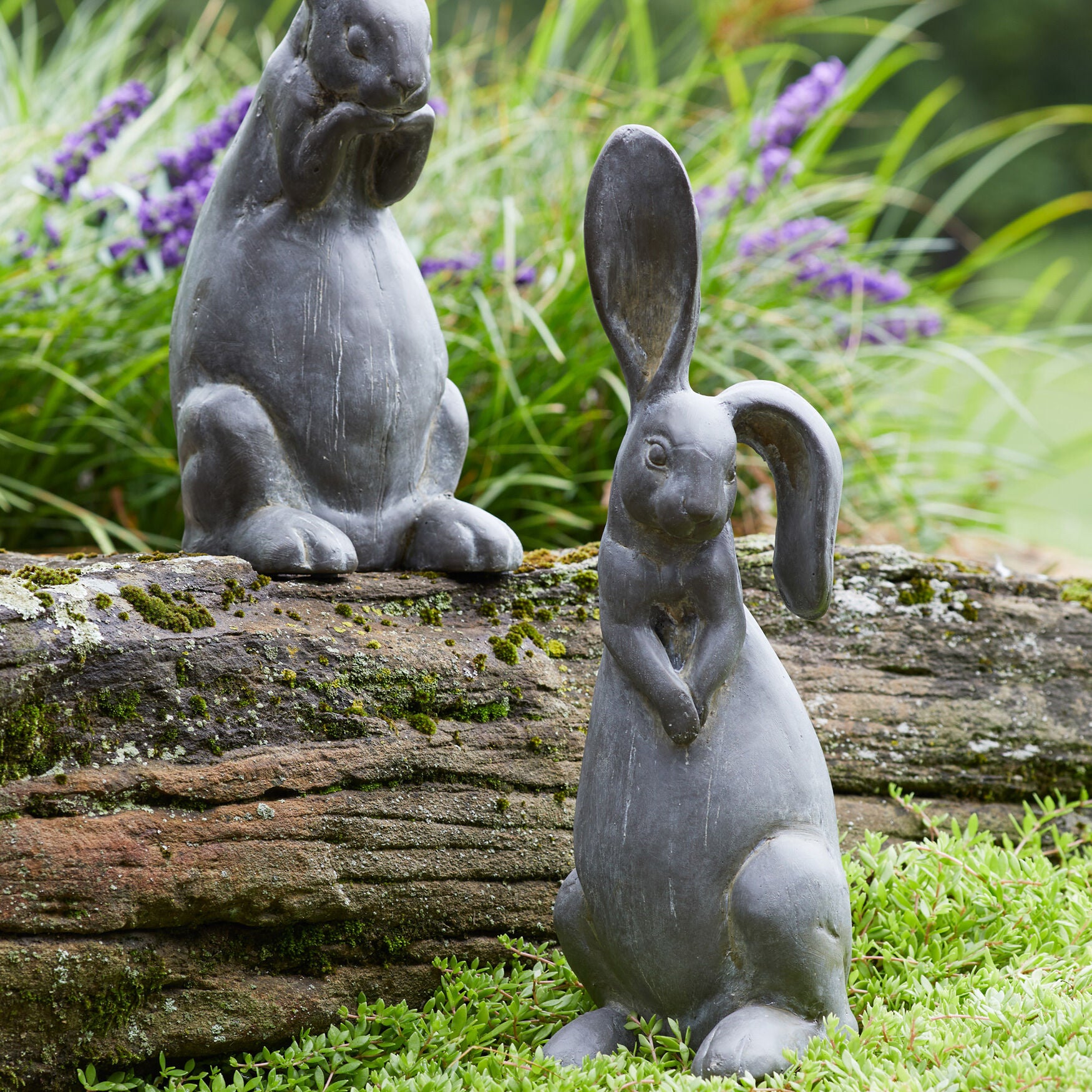 Long Ear Stone Rabbit Garden Statue (Set Of 2), , on-hover image number 1