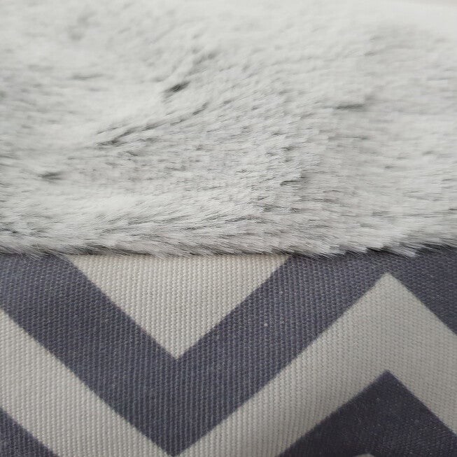 Chevron poly-cotton bolster with detachable faux fur cushion Medium Size, , alternate image number null