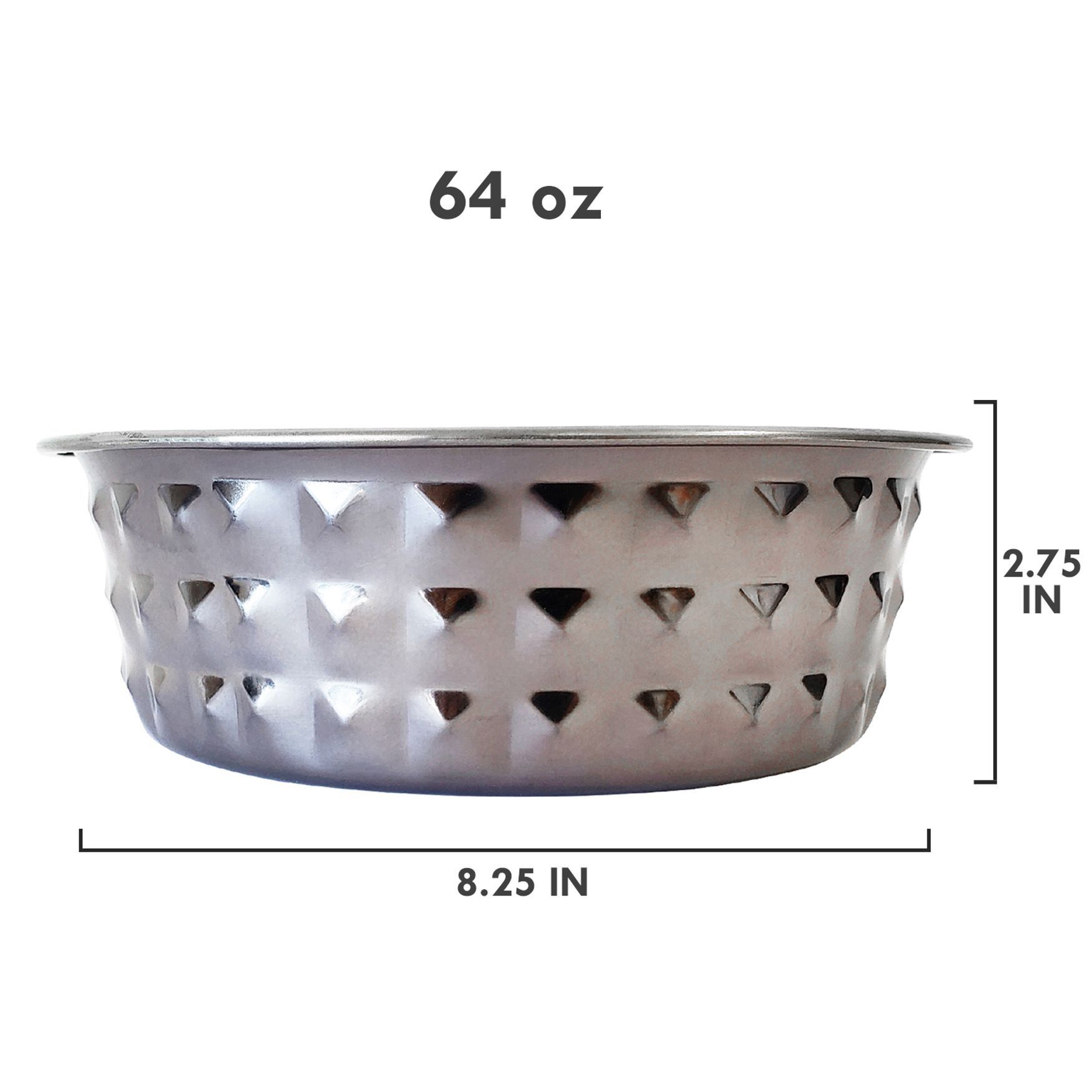 Stainless Steel Diamond Textured Dog Bowl - Black Pearl, , alternate image number 2