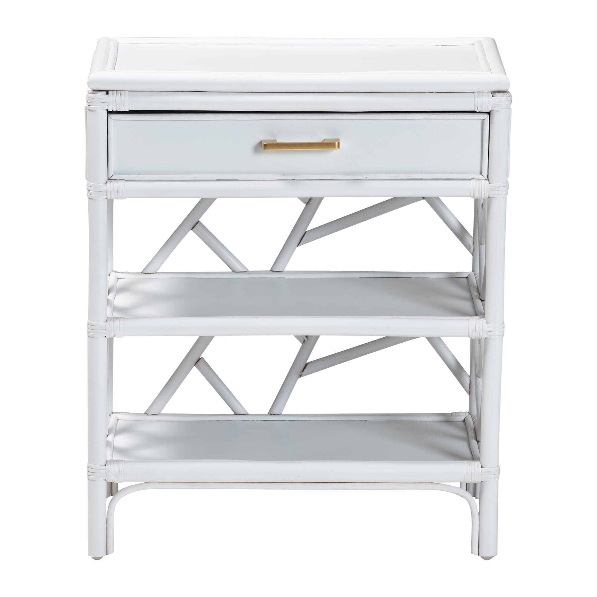 Daina Natural Rattan Nightstand, White, WHITE, alternate image number 3