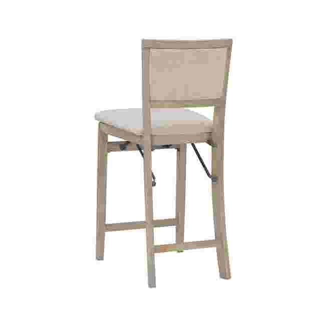 Rear three-quarter view of a grey wash folding bar stool