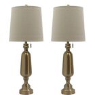 Antique Brass Metal 30.5" Table Lamp, Set 2, , on-hover image number null