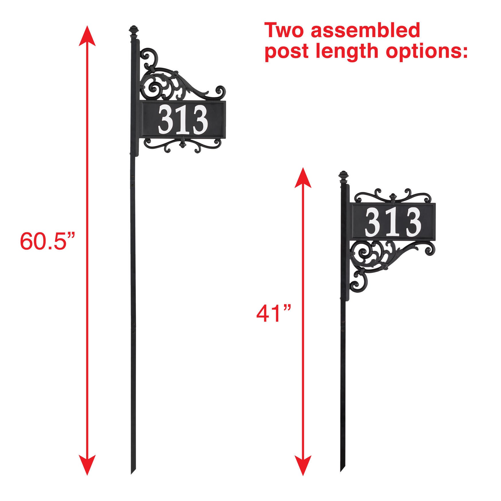 Nite Bright Acanthus Reflective Address Post Sign, , alternate image number 2