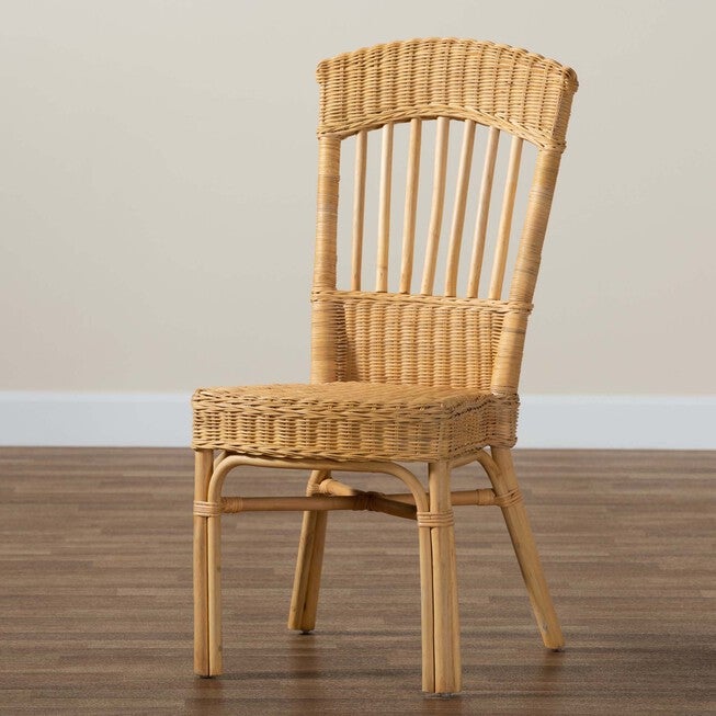 Barito Modern Bohemian Natural Brown Rattan Dining Chair, , alternate image number null