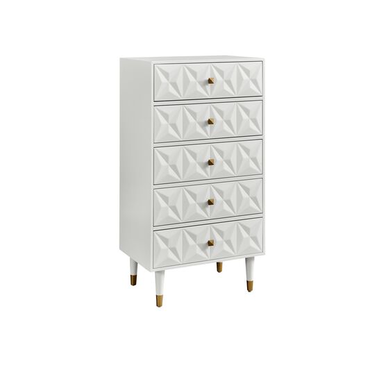 5-Drawer Geo Dresser Chest, WHITE GOLD, hi-res image number null