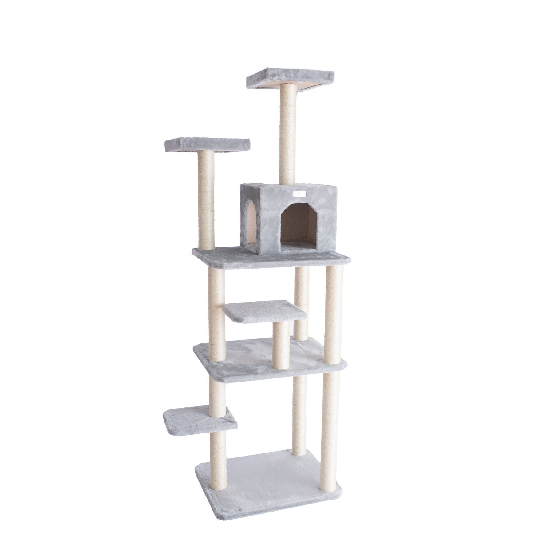 Gleepet 74 inches Real Wood Cat Tree With Seven Levels, Silver Gray, , alternate image number 4