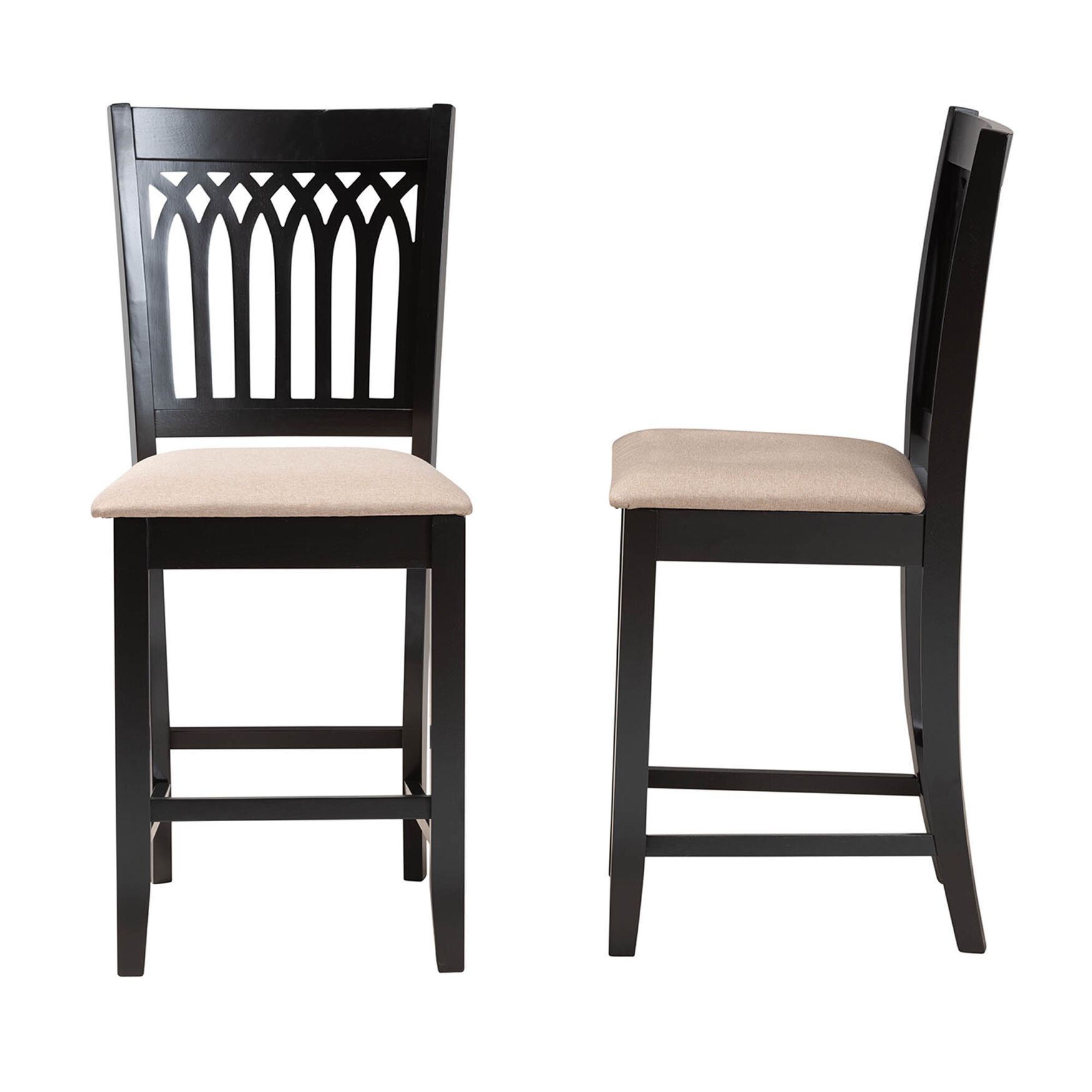 Genesis Modern Beige Fabric And Dark Brown Finished Wood 2-Piece Counter Stool Set, , alternate image number 2