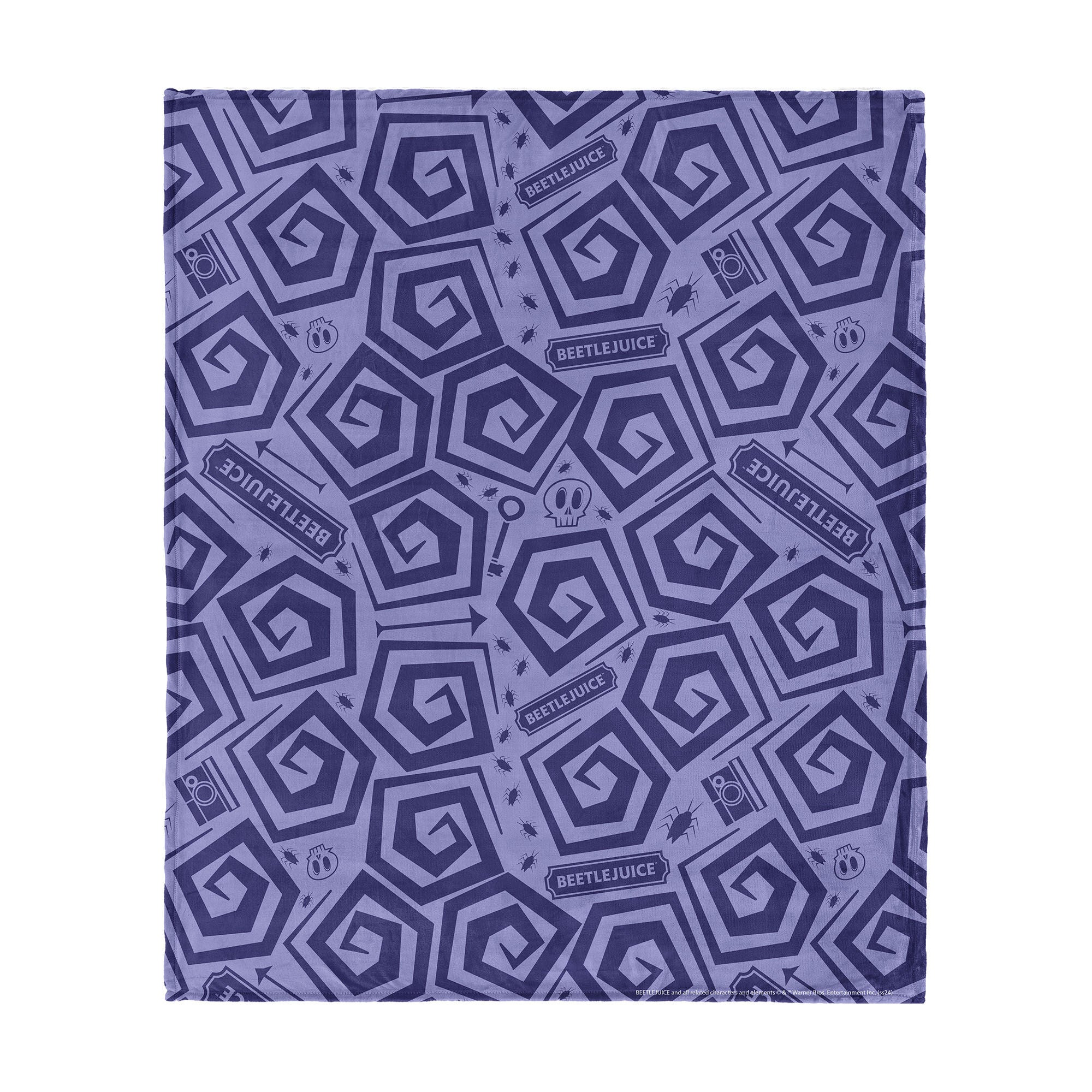 Warner Bros. Beetlejuice Creepy Crawlies Silk Touch Throw Blanket 40X50 Inches, PURPLE, hi-res image number 0