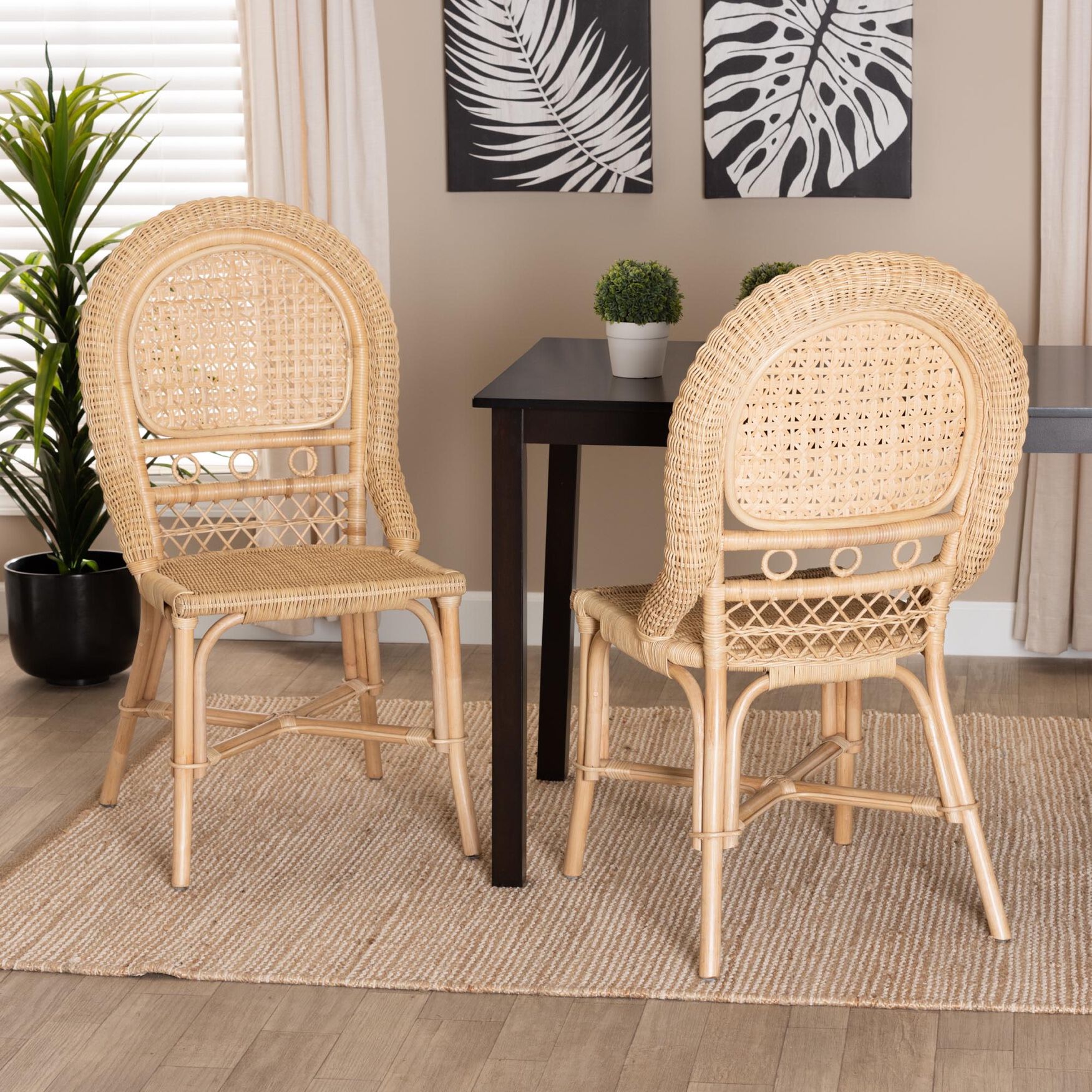 Jelita Modern Bohemian Natural Brown Rattan Dining Chair, , alternate image number 6