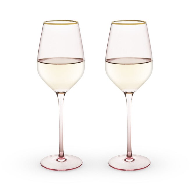 Rose Crystal White Wine Glass Set, PINK, hi-res image number 0