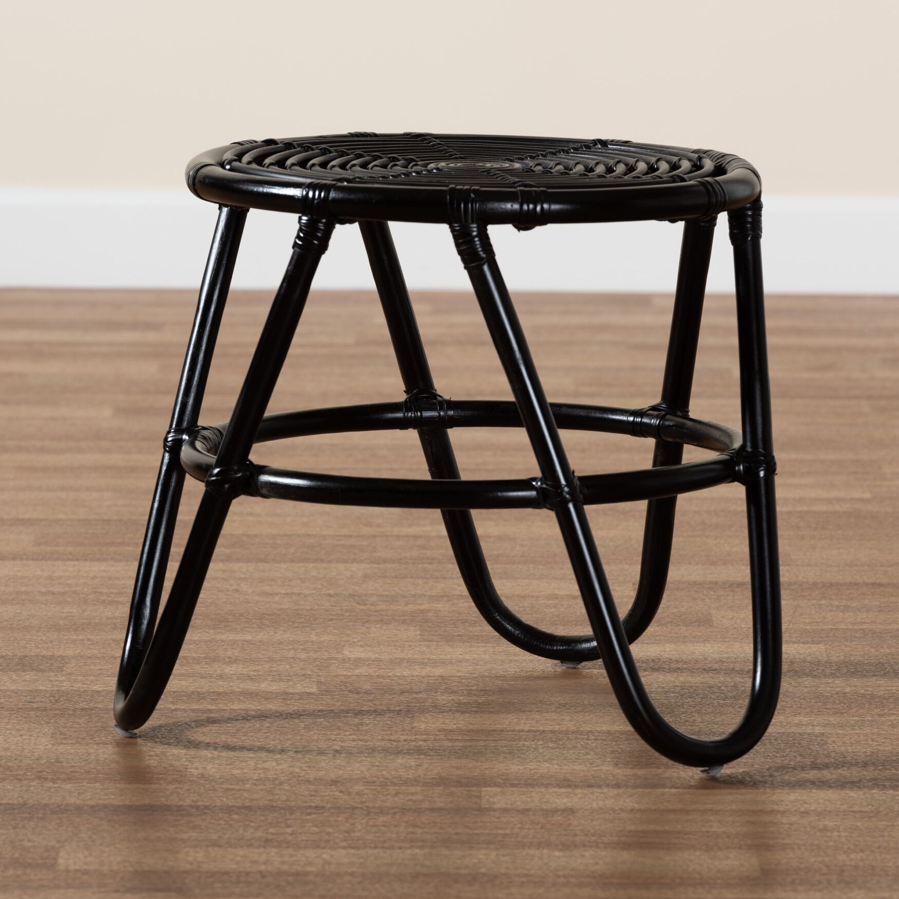 Pertessa Modern Bohemian Black Finished Rattan End Table, , alternate image number 5