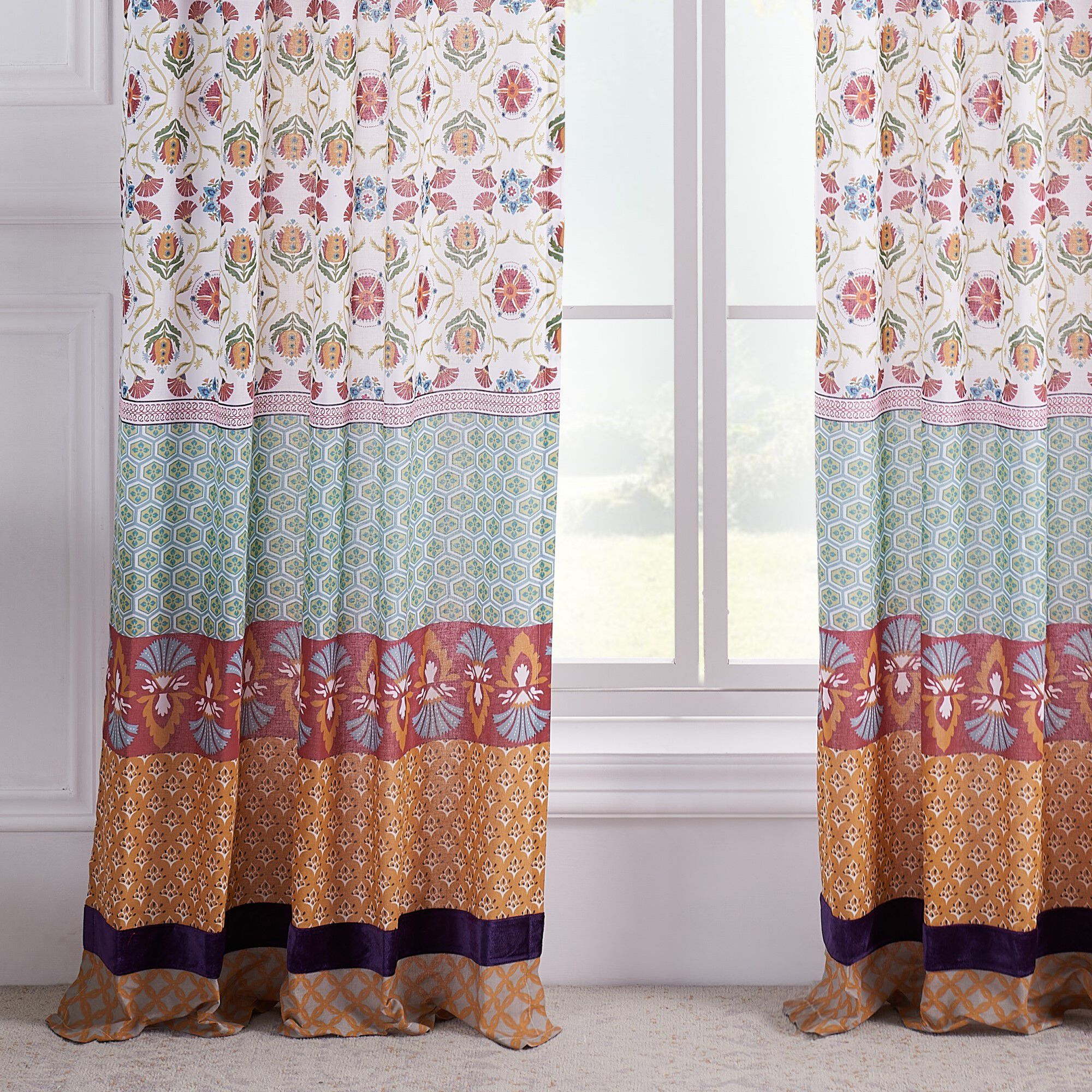 Thalia Window Curtain Panels, Set of 2, 84 inches, Tango, TANGO, alternate image number 4