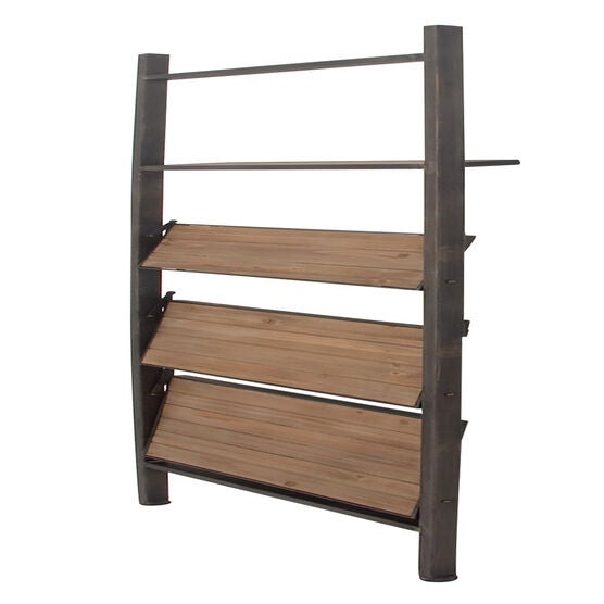 Dark Brown Wood Industrial Shelving Unit, 77 " x 20 " x 14 ", , alternate image number null