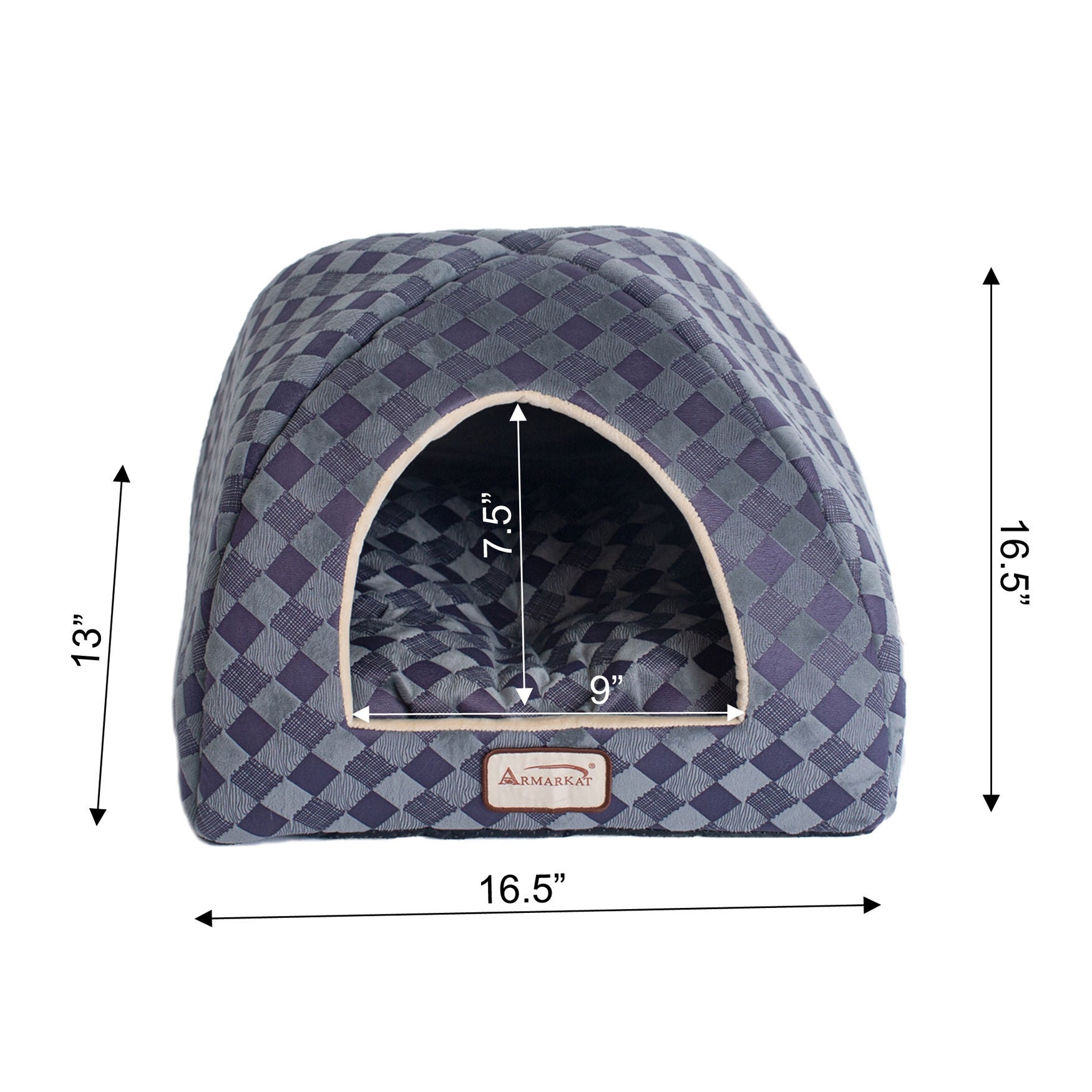 Purple Gray Checkered Cat Dog Bed, , alternate image number 6