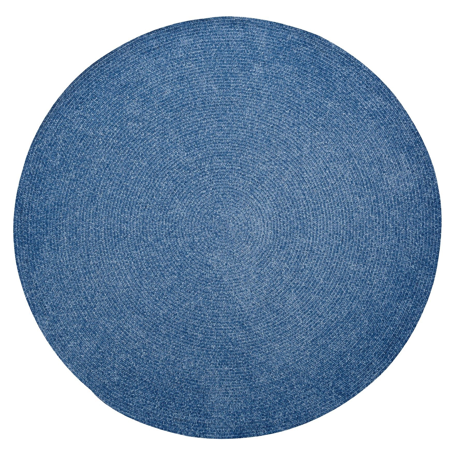 Chenille Solid Braid Collection Reversible Indoor Area Rug, 96 inches Round, SMOKE BLUE, hi-res image number 0