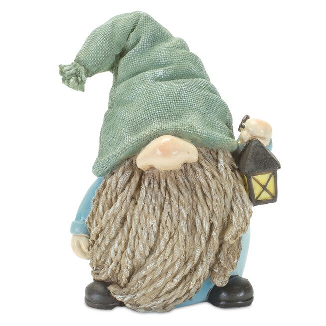 Stone Garden Gnome Figurine With Bird And Lantern Accent (Set Of 4), , alternate image number null