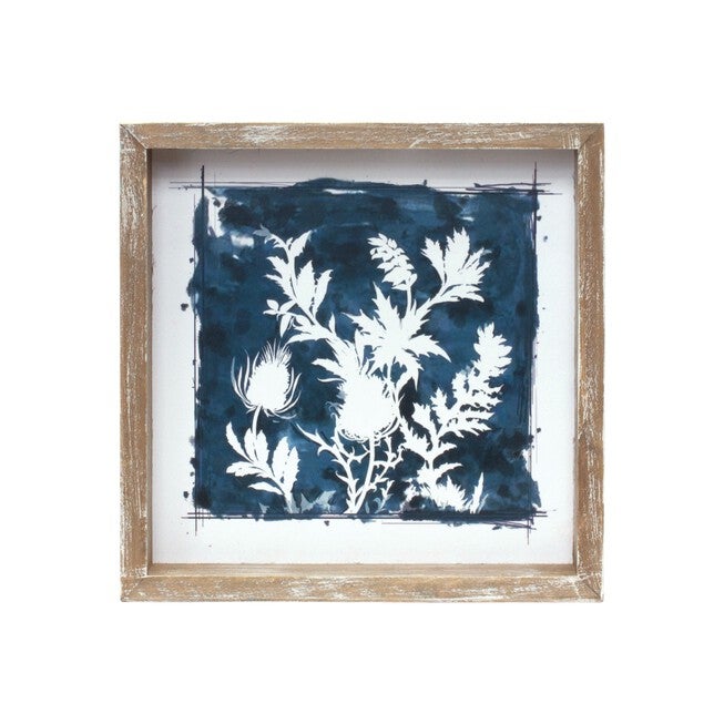Wood Framed Floral Outline Print (Set of 6), WHITE/BLUE/BROWN, alternate image number null