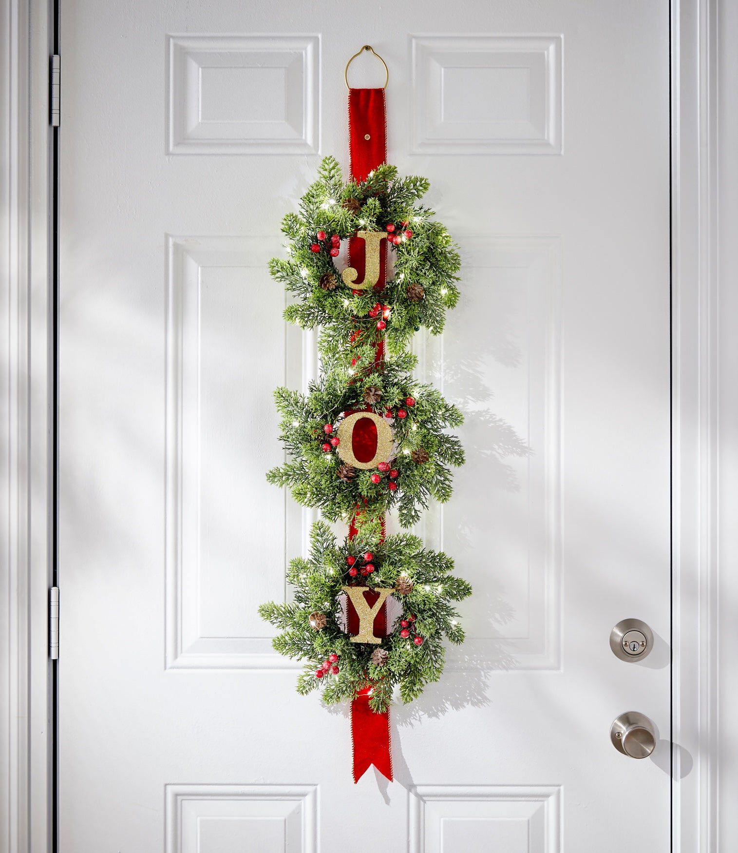38" Long Pre-Lit Triple Joy Wreath