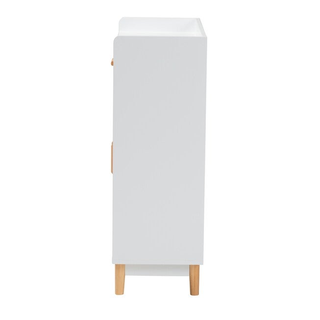 Russell Mid-Century Modern Two-Tone White And Oak Brown Finished Wood 2-Door Sideboard, , alternate image number 3