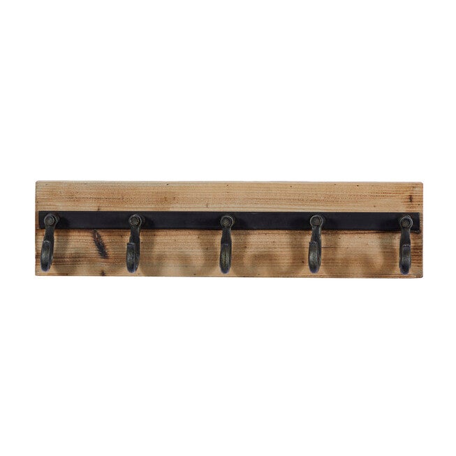 Brown Wood Industrial Wall Hooks Wall Hook, BROWN, hi-res image number null