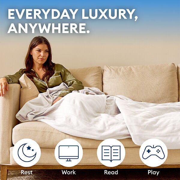50 inches x 60 inches Ivory Heated Blanket, IVORY, alternate image number 1