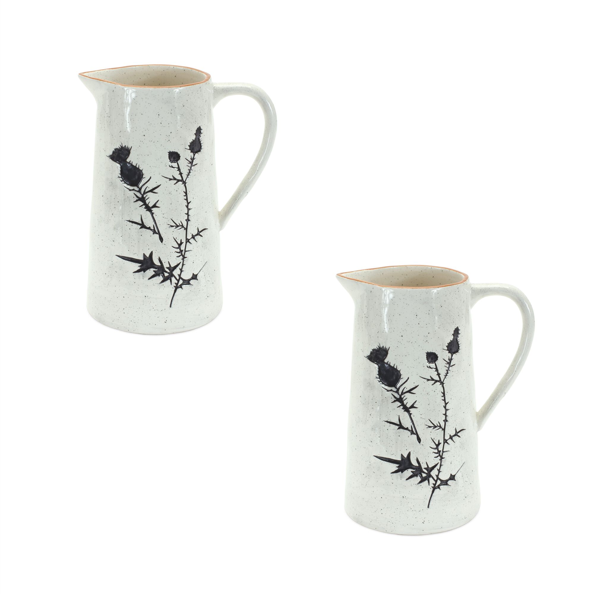 Pitcher (Set of 2) 10 inchesH Ceramic, WHITE/BLACK, hi-res image number 0