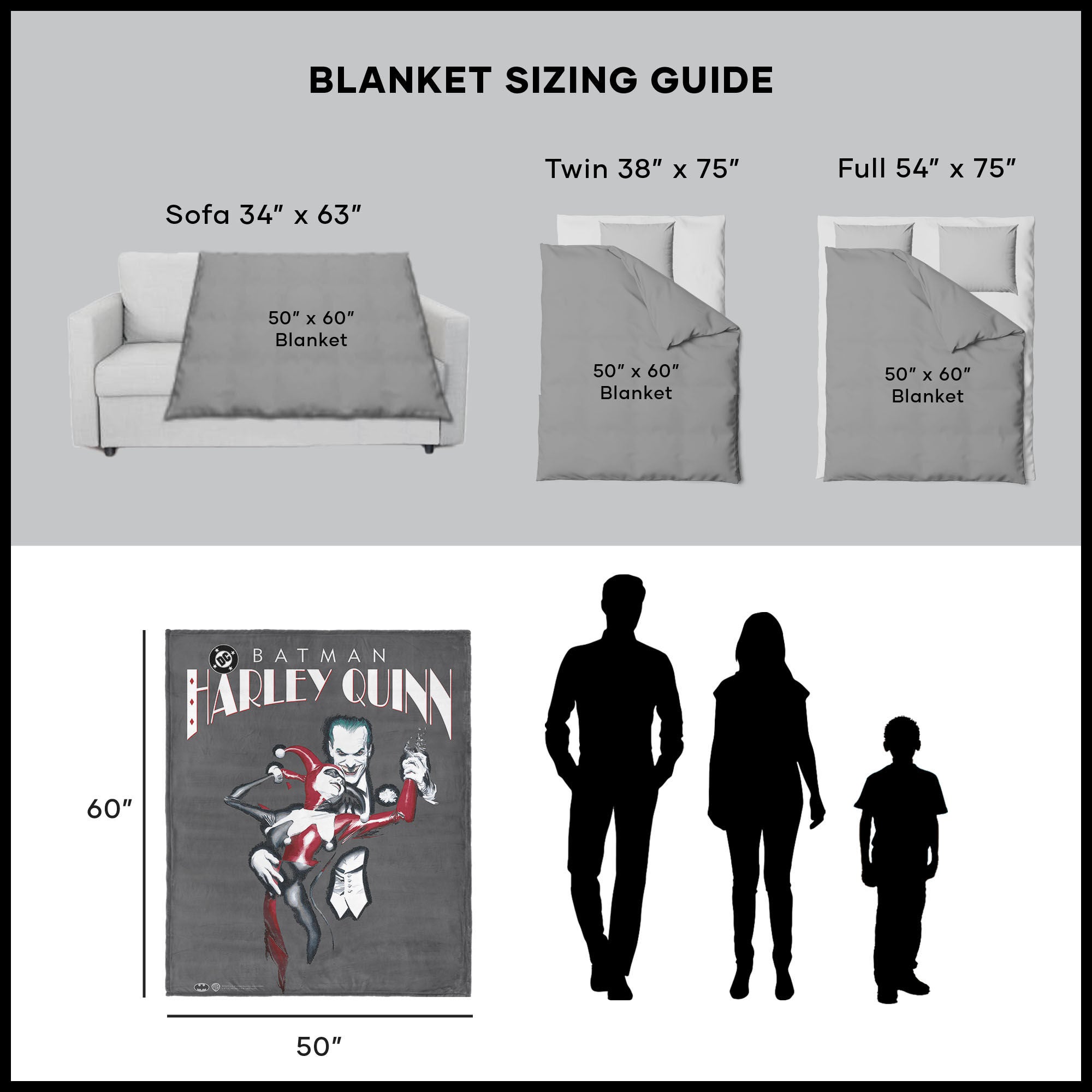 Warner Bros. DC Joker Tango Silk Touch Sherpa Throw Blanket 50x60 Inches, JOKER THROW, alternate image number 5