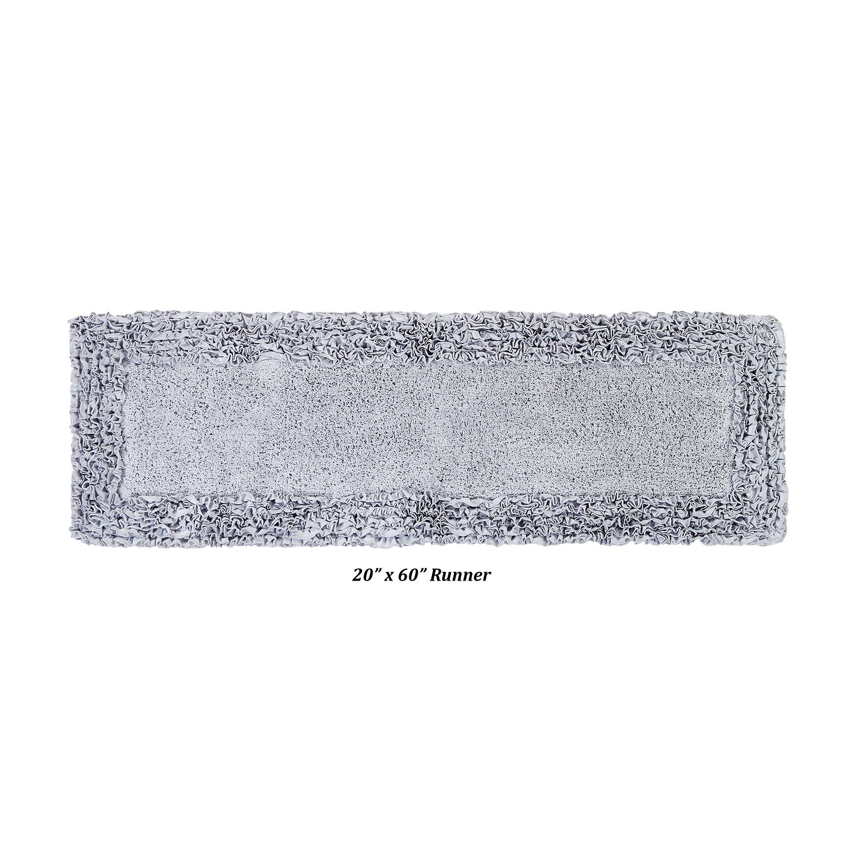 Shaggy Border Bath Rug Mat, 20 inches X 60 inches, SILVER, hi-res image number 0