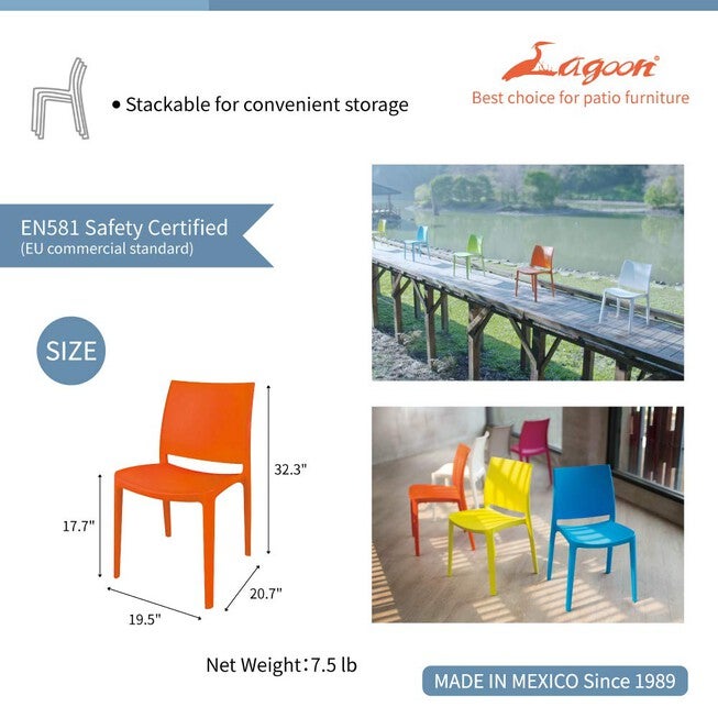 Set of 2 Sensilla Stackable Outdoor Dining Chairs, WHITE, alternate image number 5