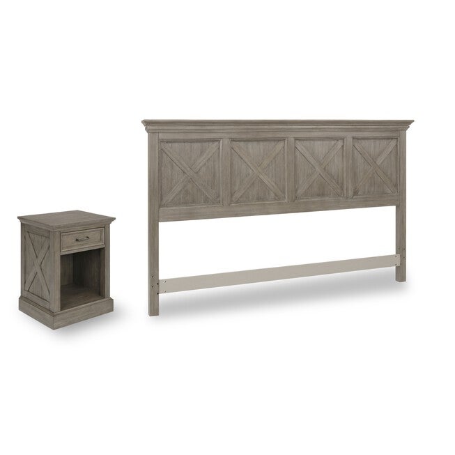 Mountain Lodge Gray King Headboard & Night Stand, GRAY, hi-res image number null