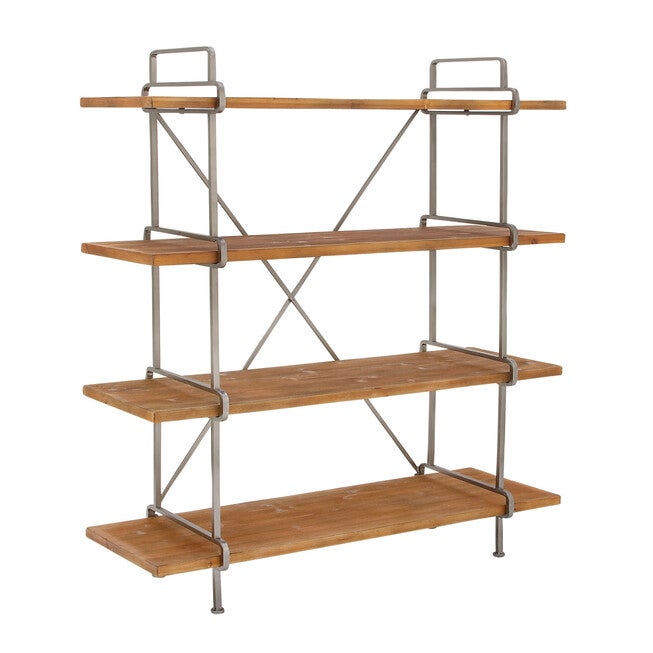 Dark Brown Wood Industrial Shelving Unit, 67 inches x 43 inches x 16 inches, , on-hover image number null
