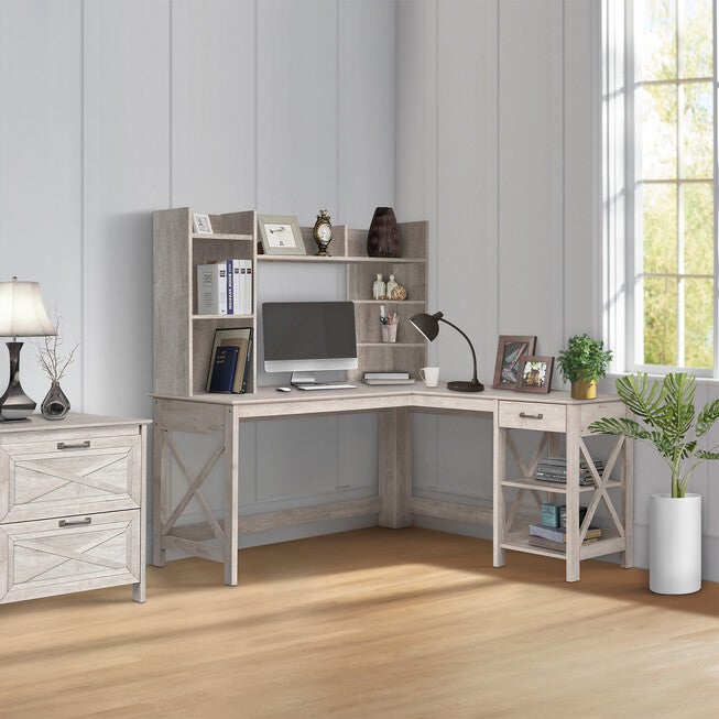 Honduras L-Shape Desk with 1 Drawer and 1 Open Shelf, , alternate image number 4