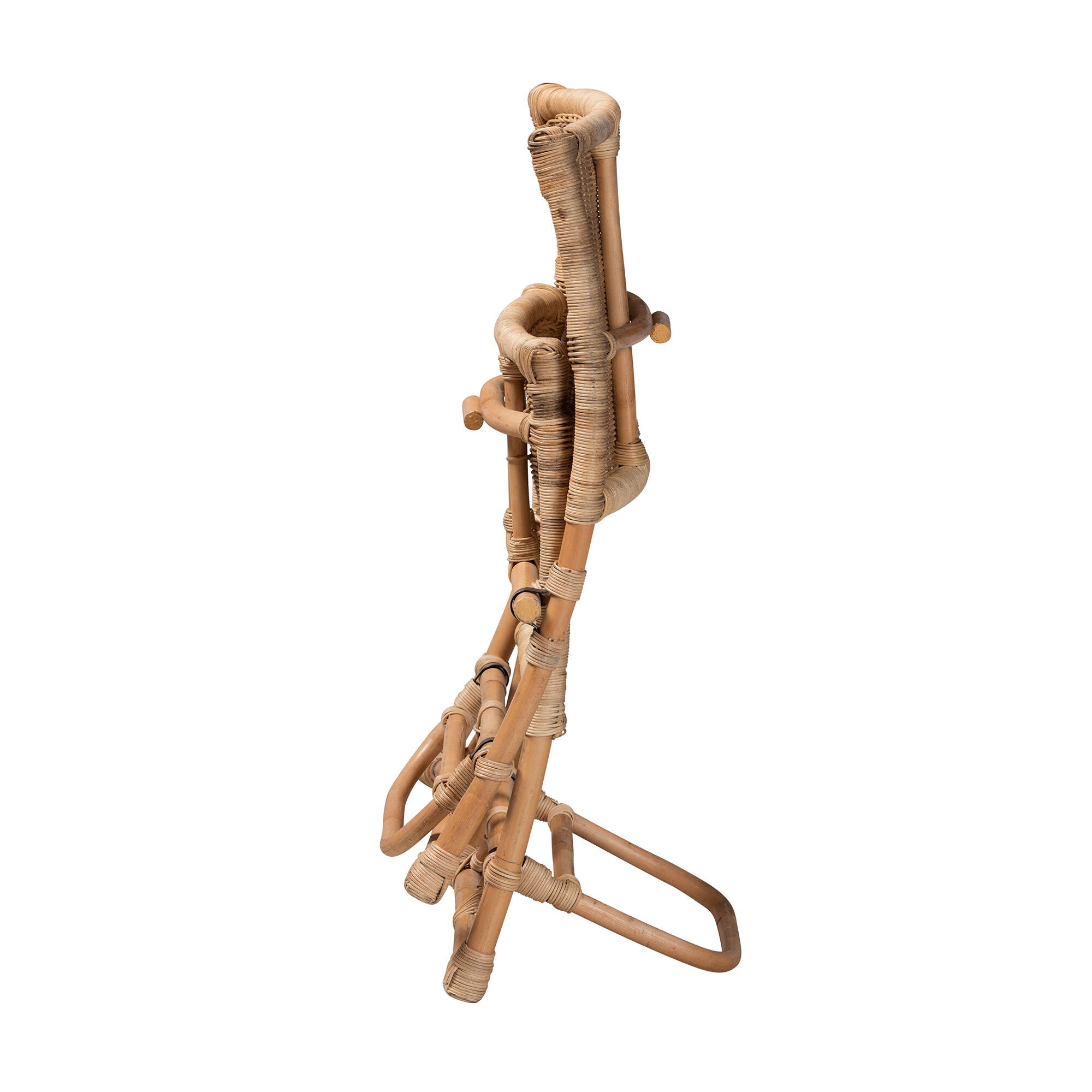 Close-up of adjustable mechanism on rattan lounge chair