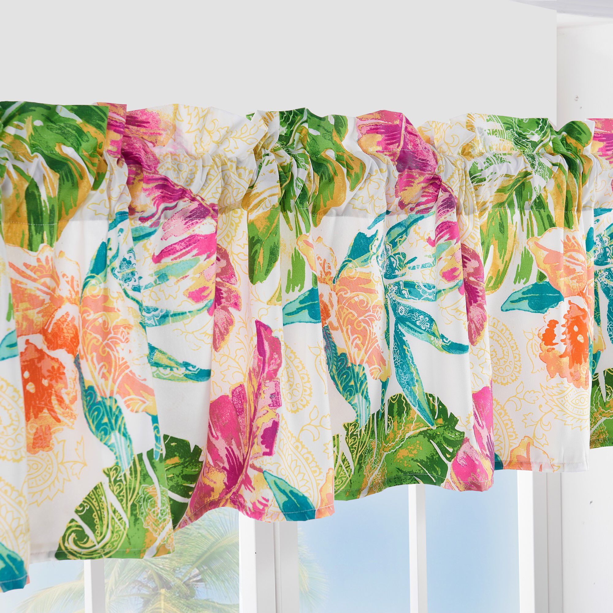 Tropics Window Valance Curtains, CORAL, alternate image number 3