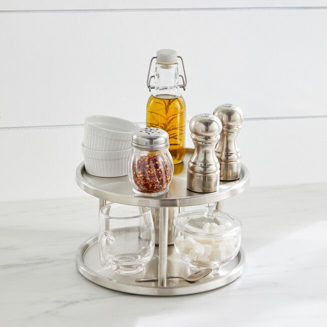 10½" Double Layer Stainless Steel Lazy Susan, STAINLESS, hi-res image number 0