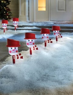 Snowman Solar Pathway Light Stakes, Set of 6