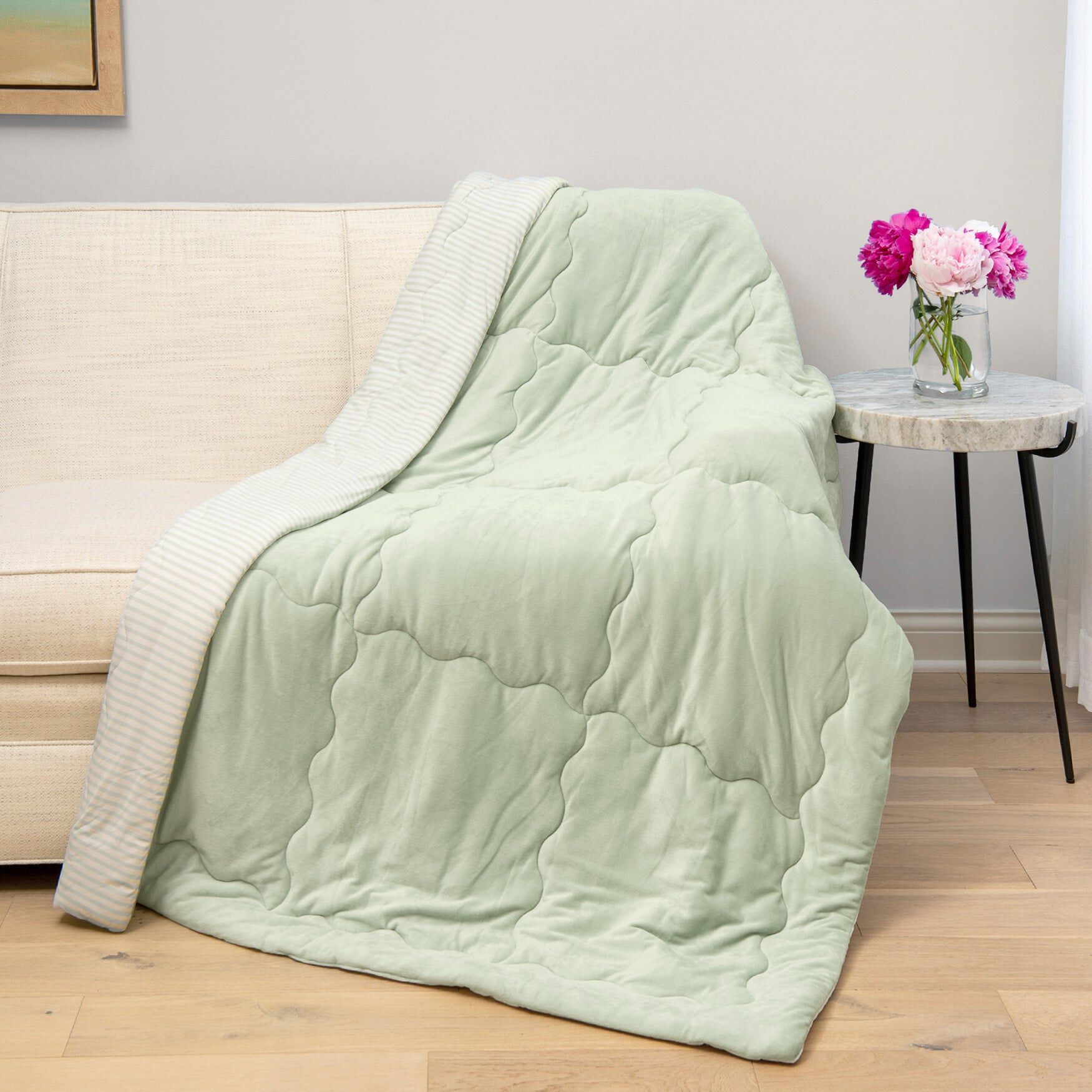 HGTV All Seasons Cooling Throw, SAGE STRIPE, hi-res image number 0