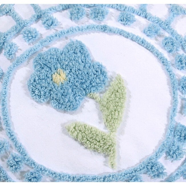 Bloomfield Collection in Floral Design 100% Cotton Tufted Chenille Round Pillow , , on-hover image number 1